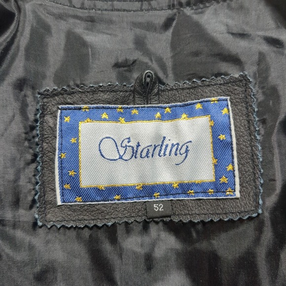 Starling Mens Black Leather Biker Vest Western Snap Front Size 52 fits 48" Chest - Picture 4 of 11